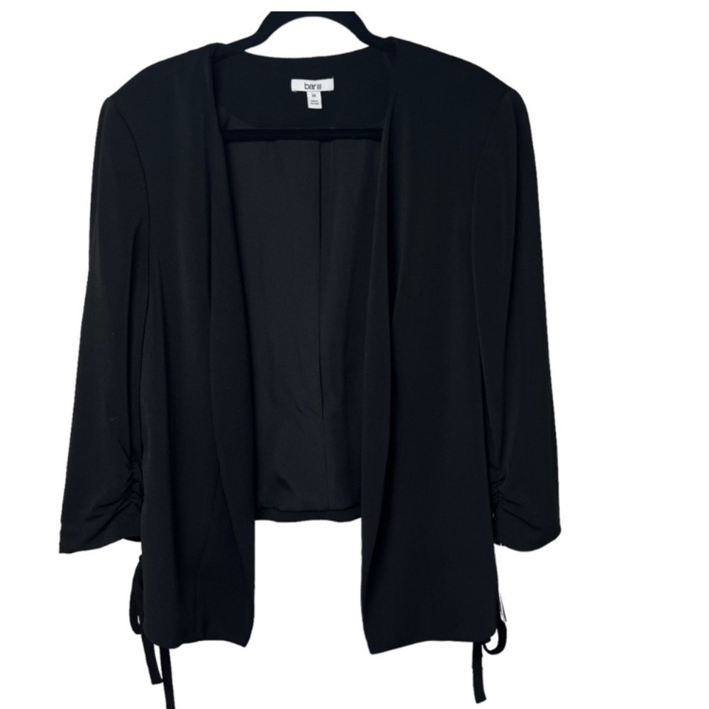 NWT New Bar iii black ruched sleeve black suit blazer with ties Sz 2X
